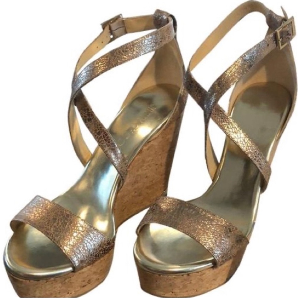 Jimmy Choo Rose Gold Portia 120 Wedges SZ 6
